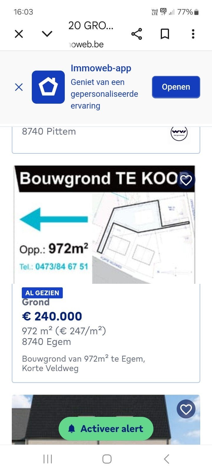 bouwgrond te koop egem, Immo