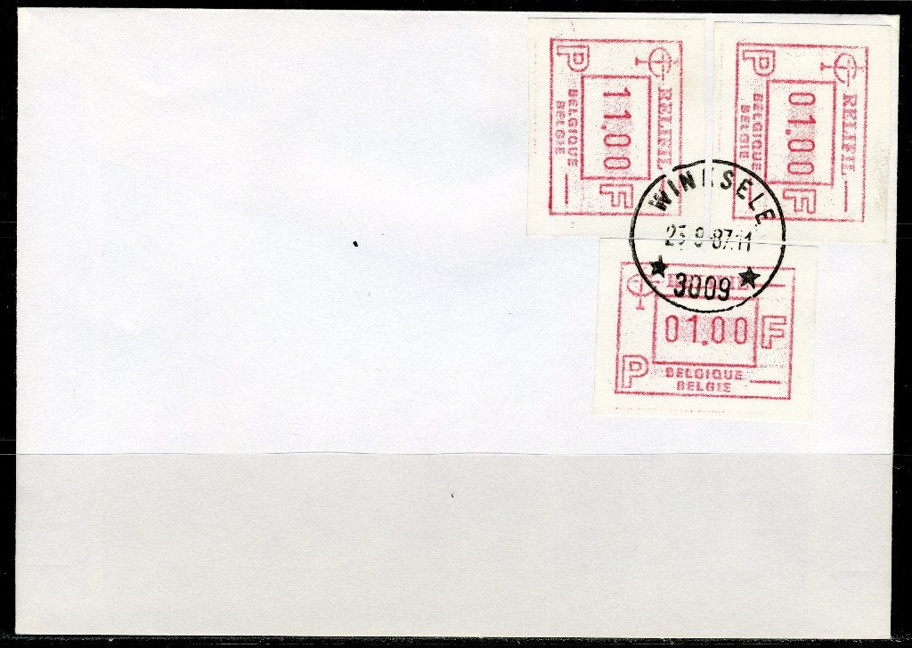 (B) Enveloppe ATM60 - Set relifil 1-1-11 BEF, Envoi, Affranchi, Oblitération 1er jour