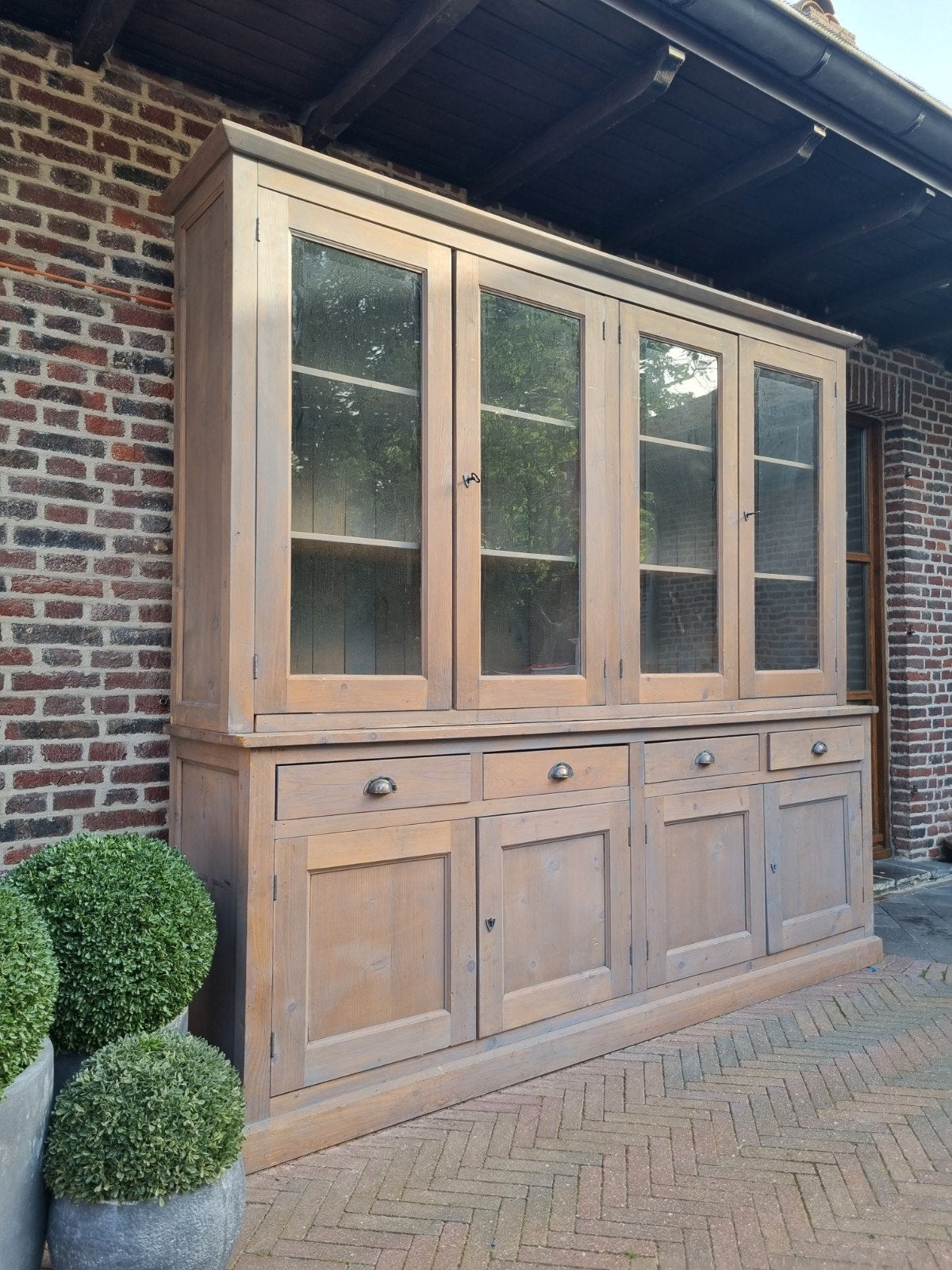Massief houten buffetkast/vitrinekast GRATIS LEVERING, Huis en Inrichting, Ophalen, Gebruikt, 200 cm of meer, .