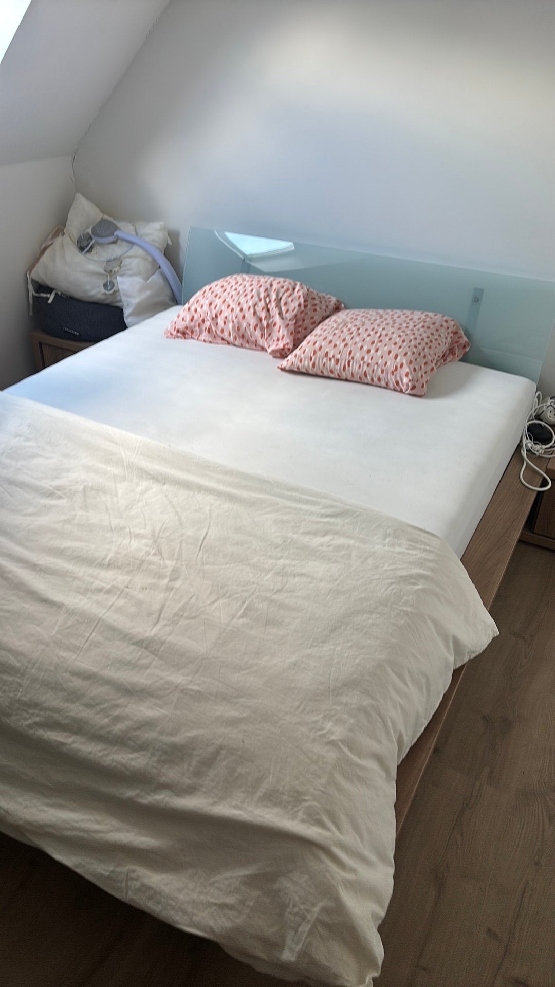 Lit double avec matelas, Brun, Enlèvement, Utilisé, 180 cm