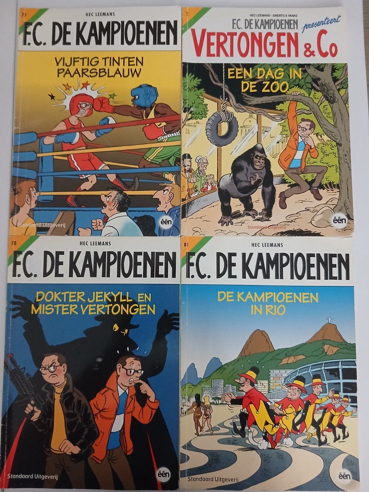 3 strips FC de Kampioenen + 1 Vertongen en Co, Boeken, Meerdere stripboeken, Ophalen, Gelezen