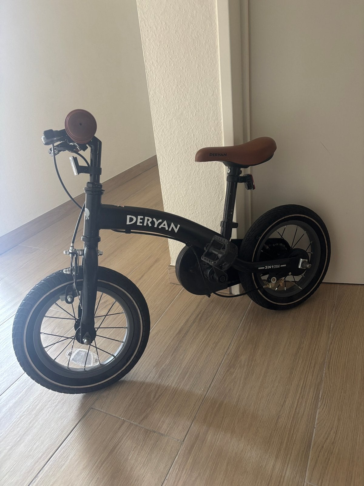 Deryan kinderfiets 12 inch 3 in1, Fietsen en Brommers, Ophalen, Gebruikt, Zijwieltjes
