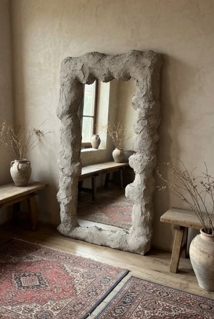 Miroir en béton Design Rock 136 x 75 cm, Maison & Meubles, Accessoires pour la Maison | Miroirs, Enlèvement ou Envoi, Comme neuf