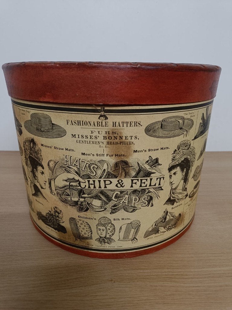Grote trendy vintage ronde hoedendoos / hat box  - Ø 40 cm, Kleding | Dames, Ophalen, Zo goed als nieuw, Hoed