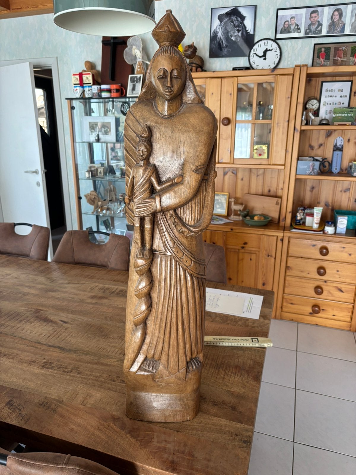 Beeld van Afrikaanse vrouw met kind, Enlèvement, Afrique, Statue, Femme