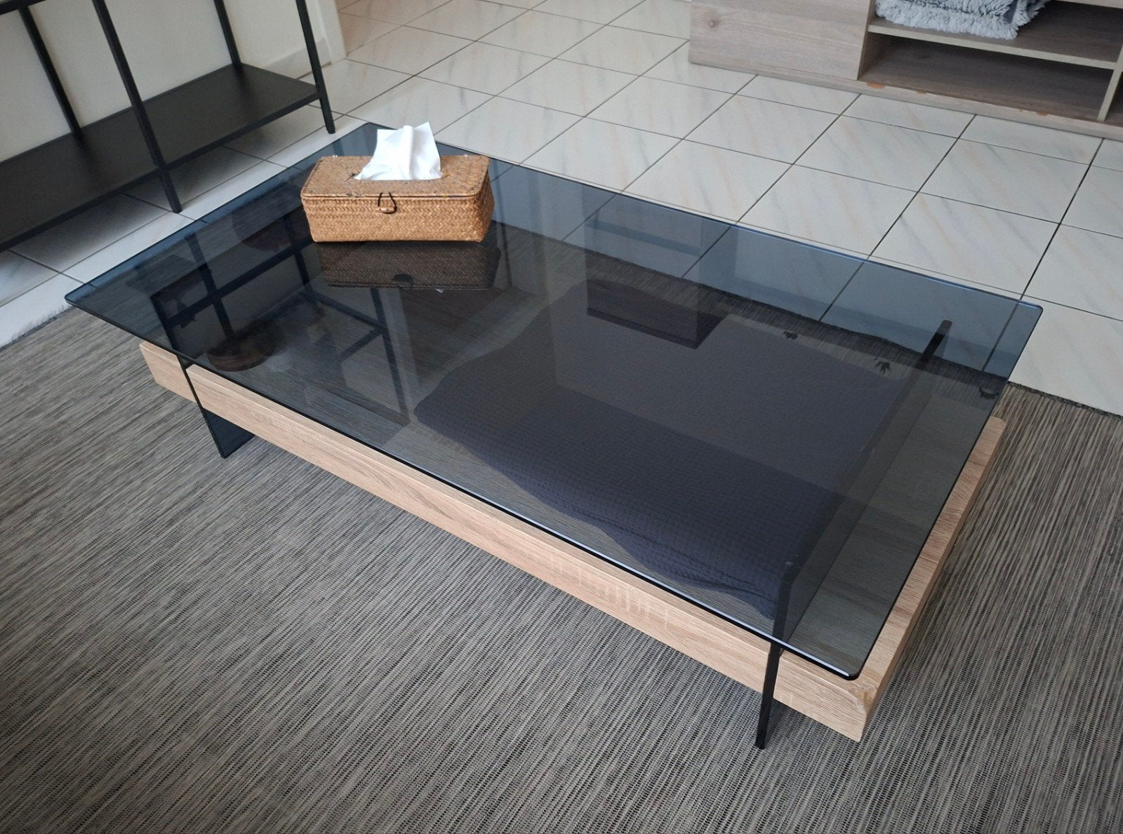table basse de salon 120x65cm, Enlèvement, Verre, 100 à 150 cm, 50 à 100 cm