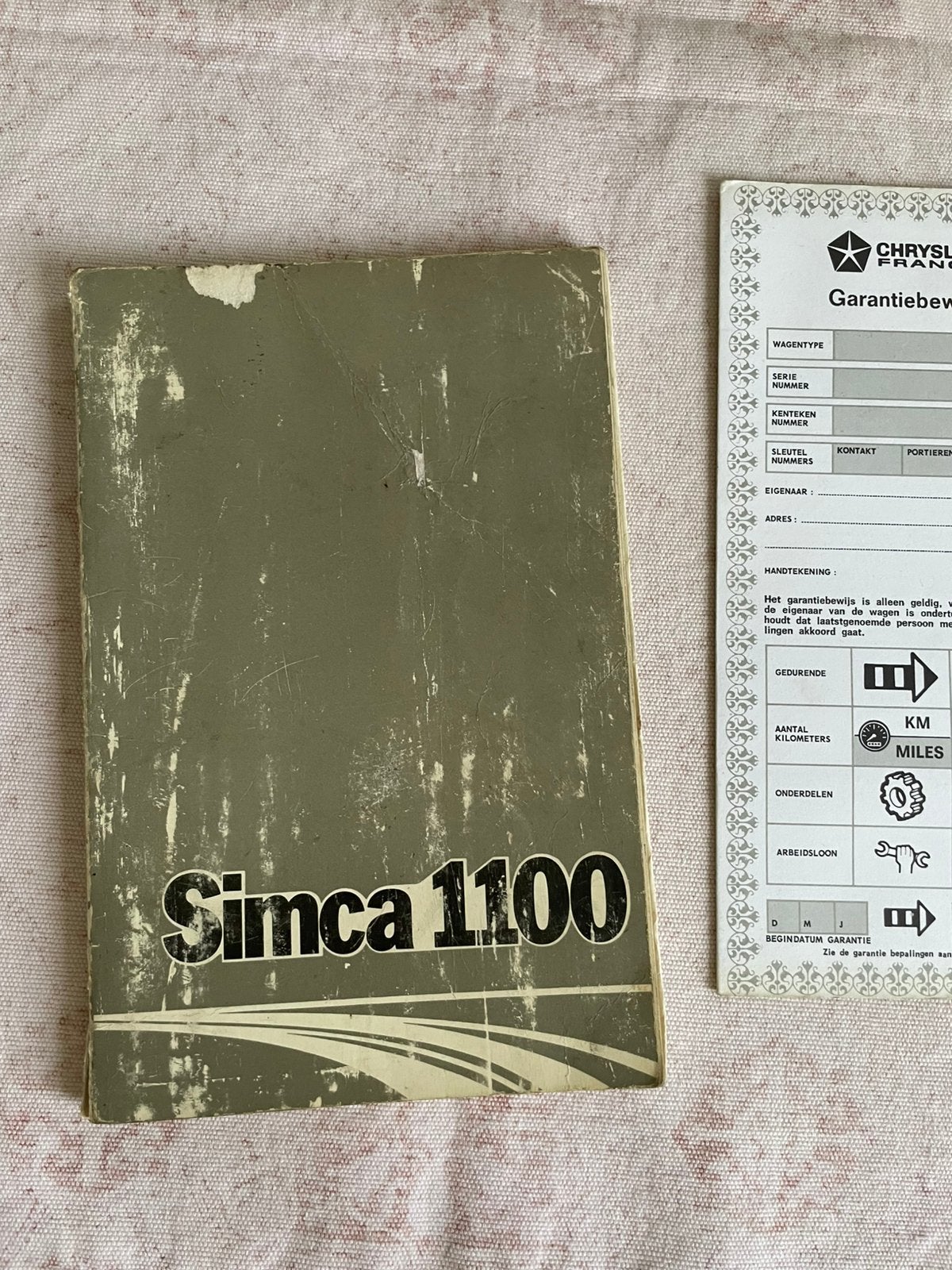 Simca 1100 : instructieboekje Nederlands met garantiebewijs, Ophalen