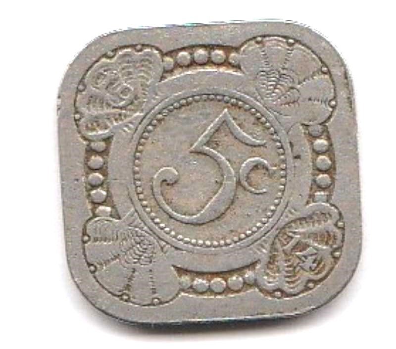 Munt 5 Cent  1914  vierkant  Zfr, Timbres & Monnaies, Monnaies | Pays-Bas, Enlèvement ou Envoi, Reine Wilhelmine, 5 centimes, Monnaie en vrac