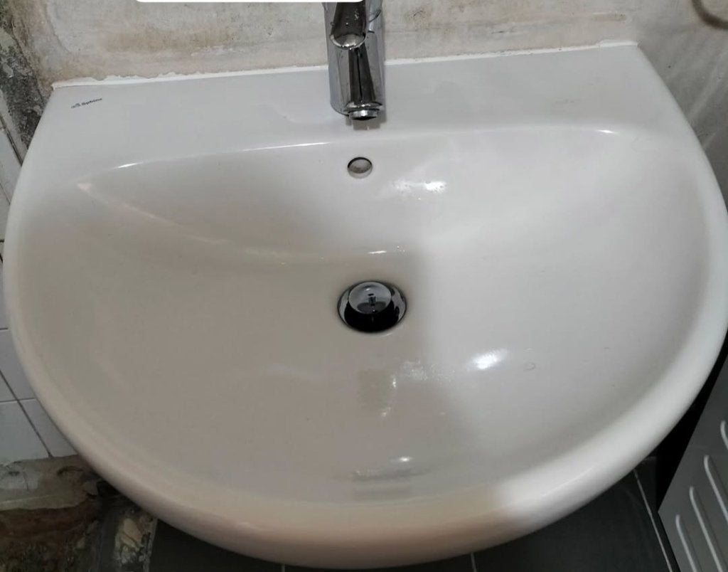 lavabo avec robinet et siphon, Bricolage & Construction, Sanitaire, Enlèvement, Utilisé, Pierre, Lavabo