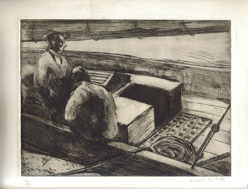 Gérard Cochet ets "In de Boot", gesigneerd, genummerd 4/30, Ophalen, Minder dan 50 cm, Gebruikt, Oorspronkelijke maker