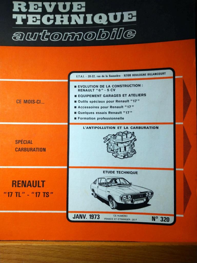 RTA 320 - Renault 17 - janvier 1973, Enlèvement ou Envoi