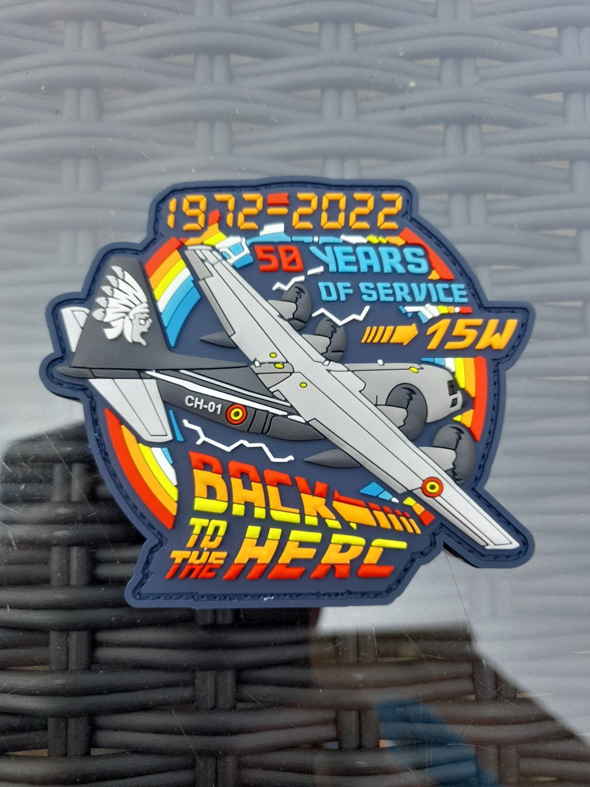 Patch 1972-2022 C130H 50 years of service, Verzamelen, Luchtvaart en Vliegtuigspotten, Ophalen of Verzenden, Nieuw, Patch, Badge of Embleem