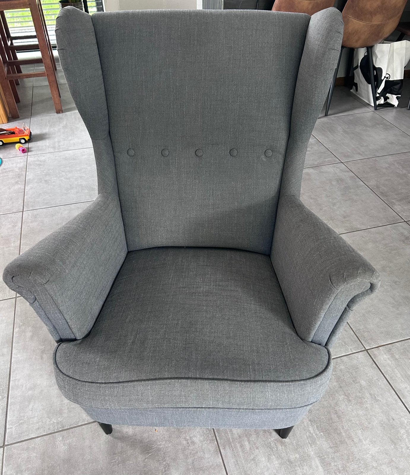 Fauteuil gris foncé, Maison & Meubles, 75 à 100 cm, Enlèvement, Utilisé, 75 à 100 cm