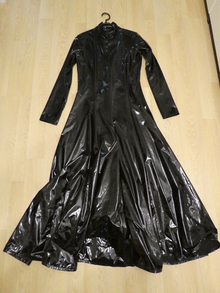 Jurk Lang Breed Lak PVC Zwart, Kleding | Dames, Ophalen of Verzenden, Nieuw, Zwart