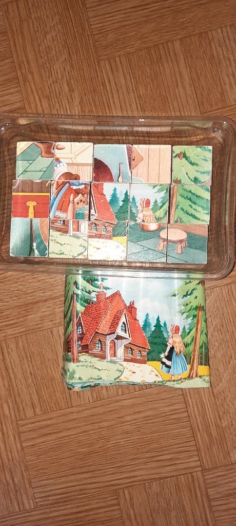 Vintage houten blokken puzzel van roodkapje, Kinderen en Baby's, Ophalen of Verzenden