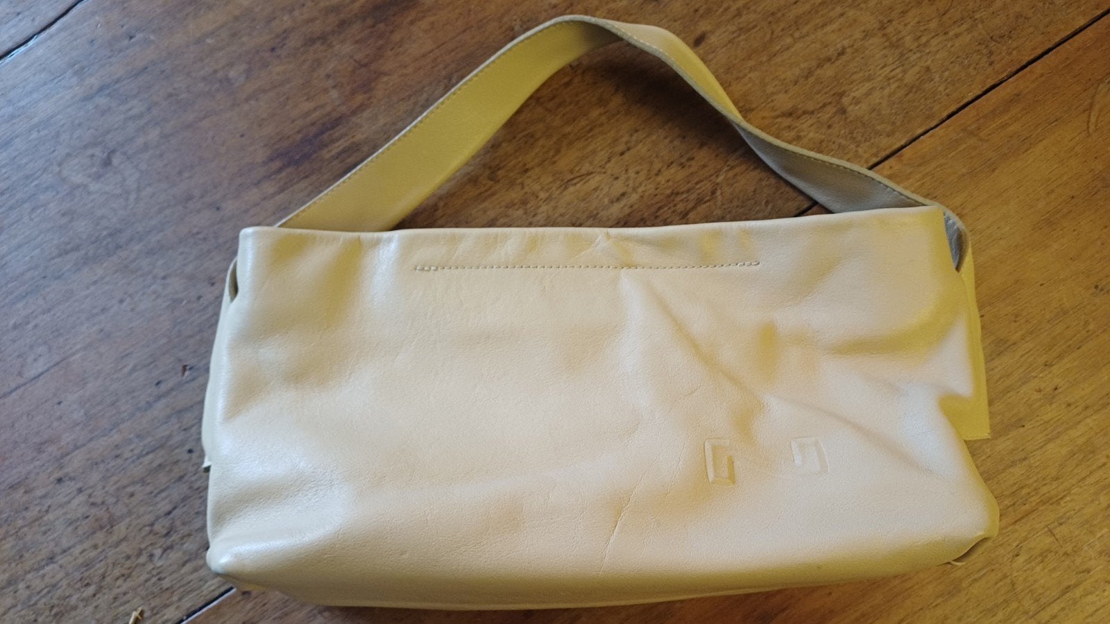 sac en cuir Nathan, Handtassen en Accessoires, Toilettassen, Ophalen, Zo goed als nieuw, Beige, Dame