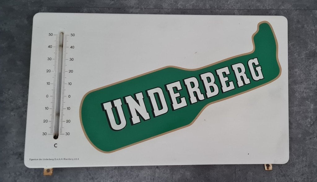 Underberg vintage emaillen reclame thermometer, Ophalen of Verzenden, Gebruikt, Gebruiksvoorwerp