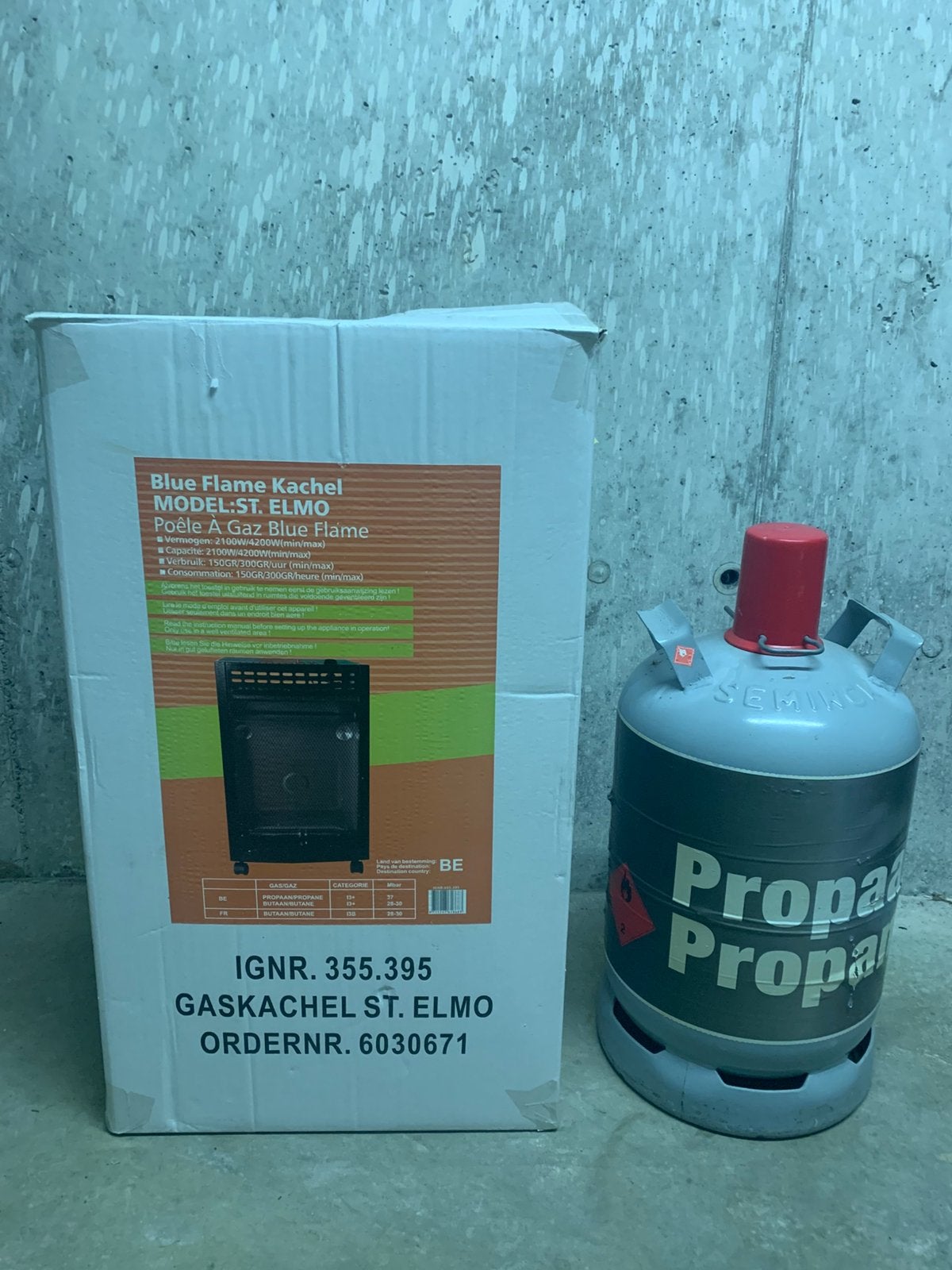 Gaskachel blue flame/ST.ELMO, Doe-het-zelf en Bouw, Ophalen, Zo goed als nieuw, Zwart