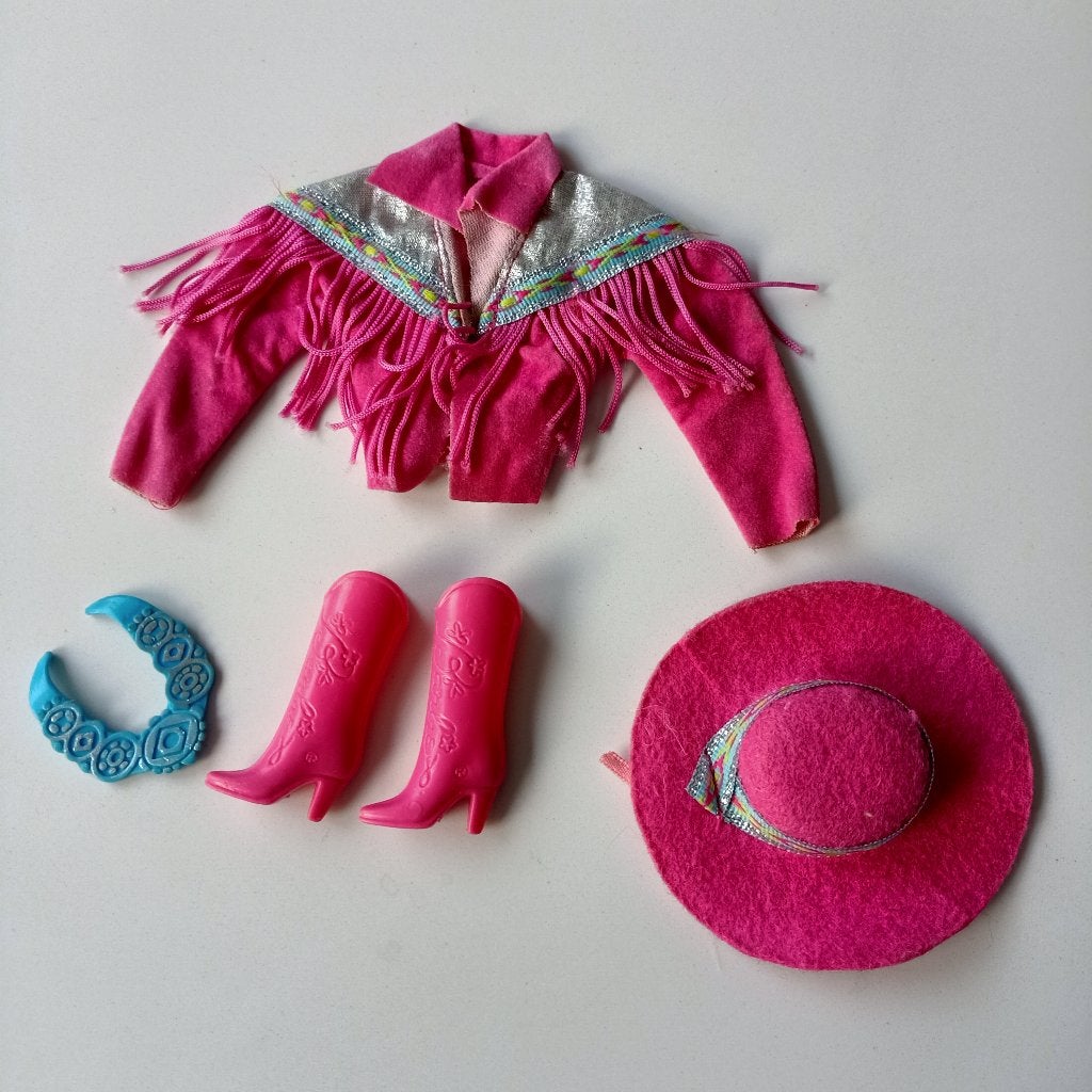 Tenue Barbie vintage Western Fun 1989 vêtements années 80, Collections, Enlèvement ou Envoi, Utilisé, Vêtements