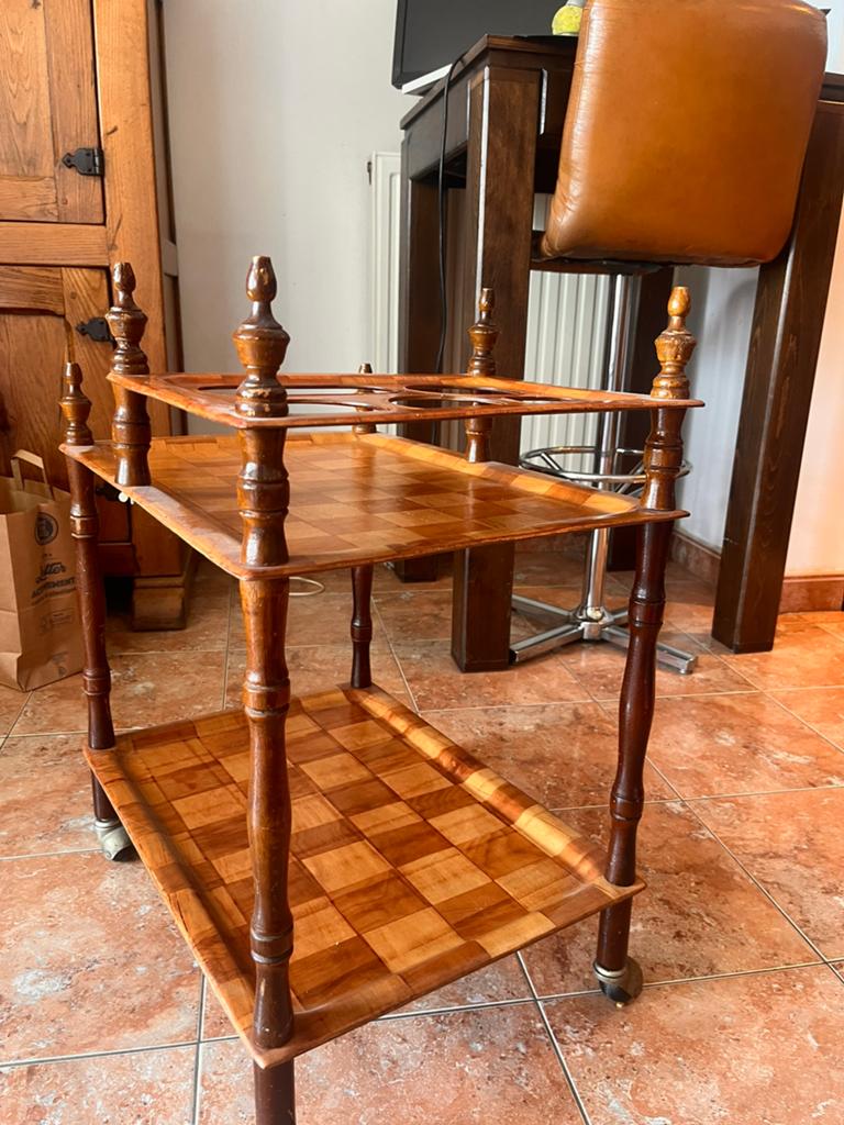 Vintage houten serveerwagen / dranktrolley op wieltjes, Ophalen