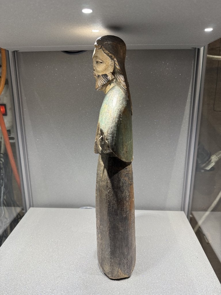 Oud Handgesneden Houten Religieus Beeld 35 cm, Ophalen of Verzenden