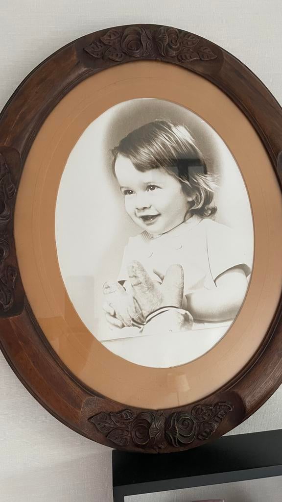 Antieke houten grote kader afm.60cm op 50cm met houtsnijwerk, Huis en Inrichting, Ophalen, Zo goed als nieuw