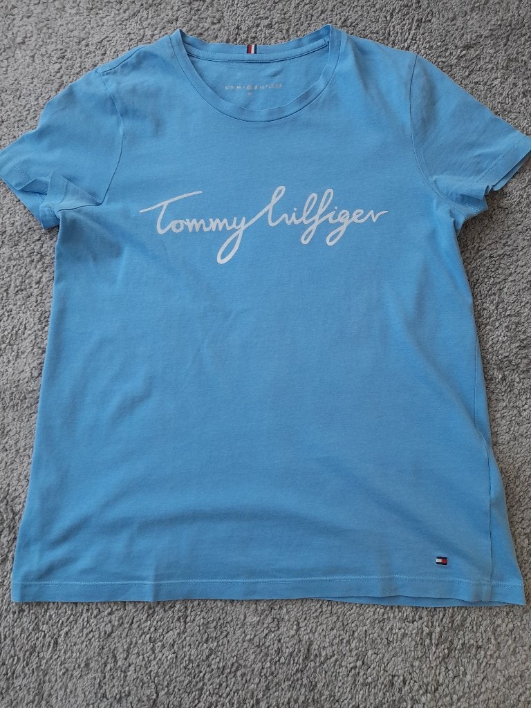 Blauwe Tommy Hilfiger T-shirt – maat XS, Ophalen, Tommy hilfiger, Blauw, Korte mouw