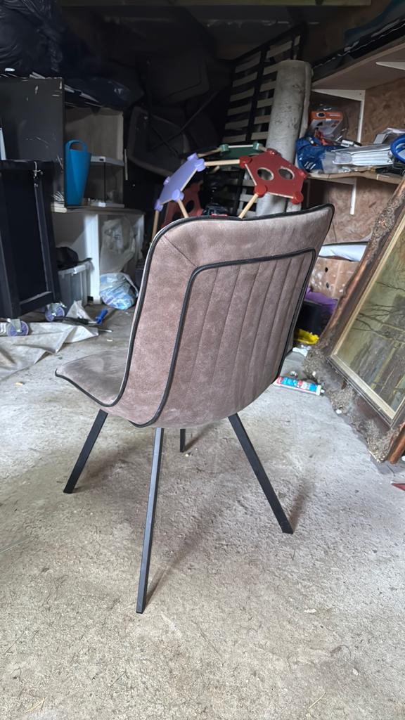 Set de 6 Chaises en daim, Comme neuf, Brun, Enlèvement, Cinq, Six Chaises ou plus