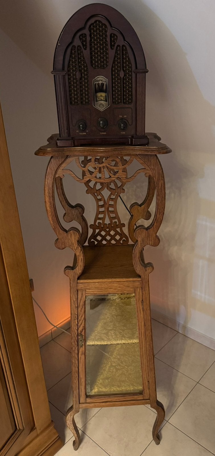 Art nouveau piedestal met cathedral radio optioneel topper!, Antiek en Kunst, Ophalen