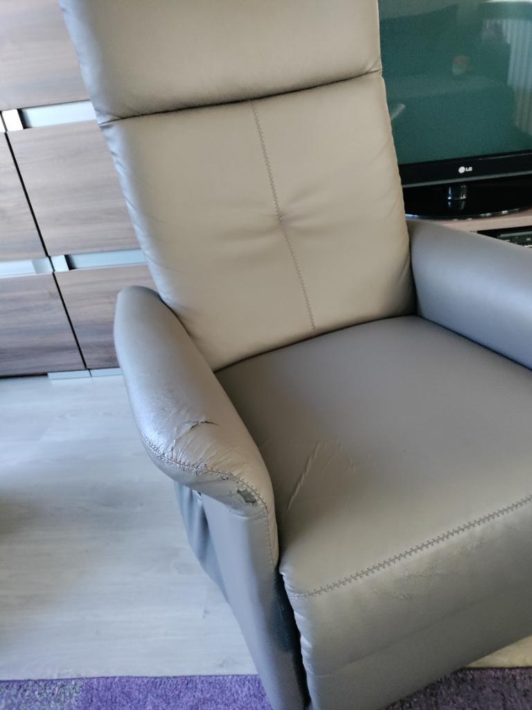 Electrische Relax zetel met recht en lig functie., Ophalen, Kunststof, Gebruikt, Eenpersoons