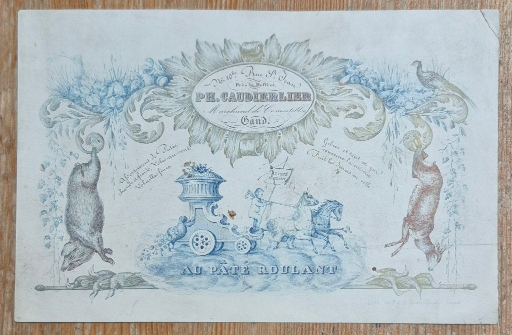 Philippe Cauderlier porseleinkaart Au pâté roulant 1842 Gent, Boeken, Gelezen, Philippe Cauderlier, Ophalen of Verzenden, Europa