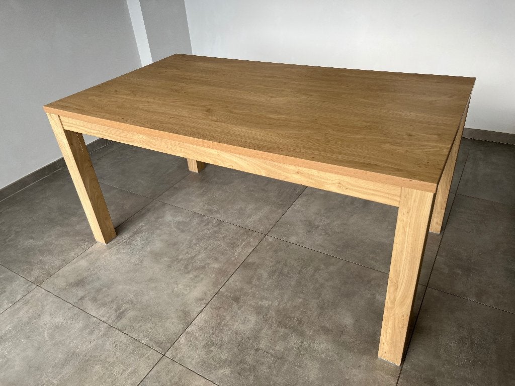 Table à manger aspect chêne – 6 personnes – bon état, Maison & Meubles, 150 à 200 cm, Cinq personnes ou plus, Enlèvement, Utilisé
