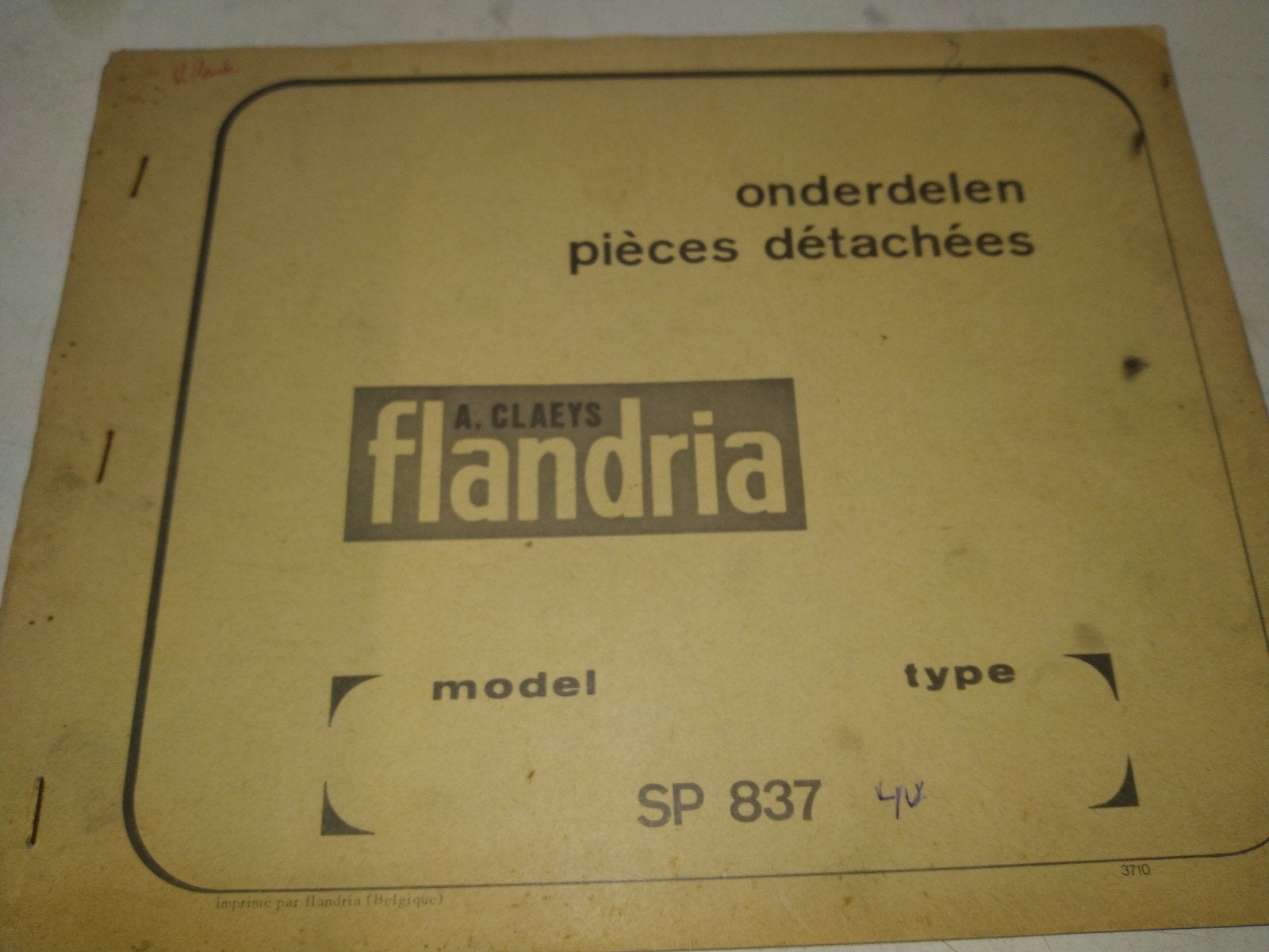 Flandria SP837 onderdelenboek origineel, Fietsen en Brommers, Verzenden, Zo goed als nieuw
