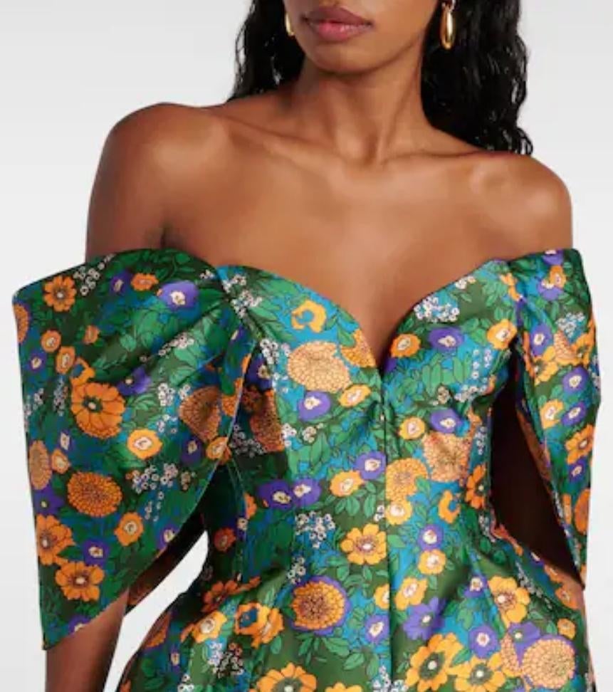 Robe chemisier en popeline de soie à motifs floraux Camilla, Au-dessus du genou, Vert, Envoi, Neuf