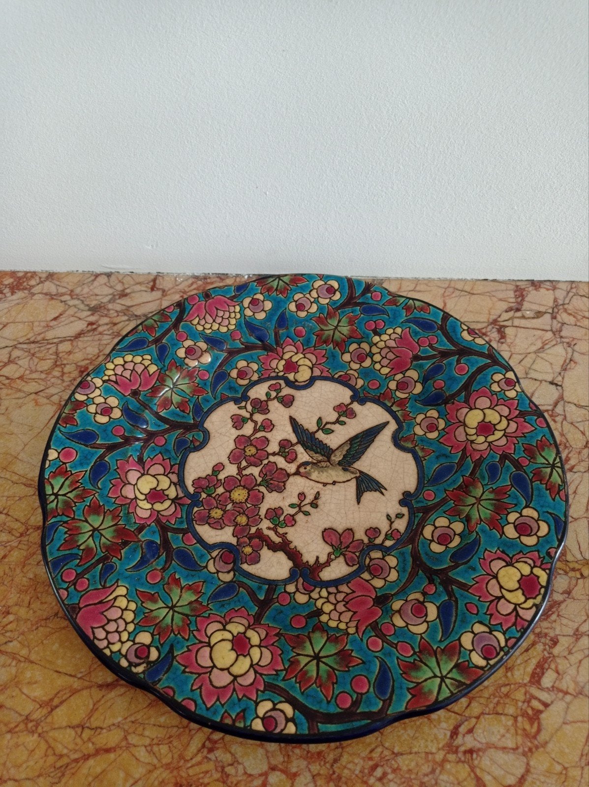 Assiette Emaux de Longwy, D 5670, grand format 26 cm, Enlèvement ou Envoi