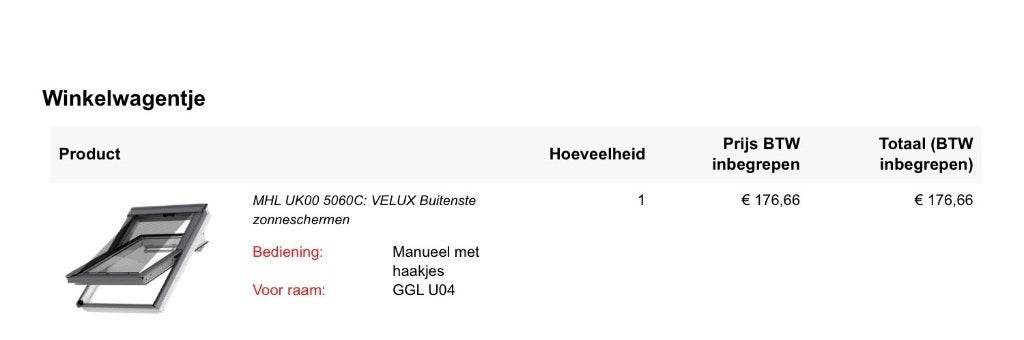Velux buitenste zonnescherm, Ophalen, Zo goed als nieuw