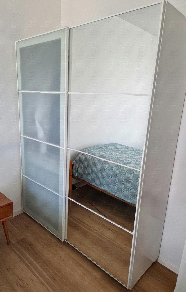 Kleedkamer met schuifdeuren, laden en kledingkast, Ophalen, Overige materialen, 100 tot 150 cm, 200 cm of meer