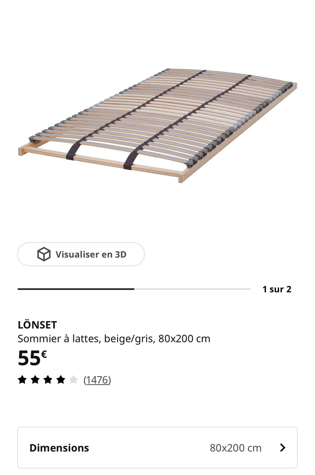 Deux fois sommier 80x200 IKEA, Ophalen, Nieuw, 80 cm, Bedbodem