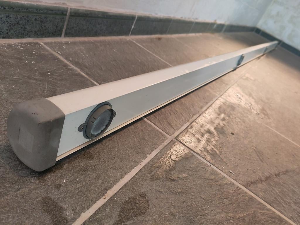 Terras buitenverlichting balk 3,5m met 4 spots (S-quadrat), Ophalen, Gebruikt, Aluminium, Netvoeding