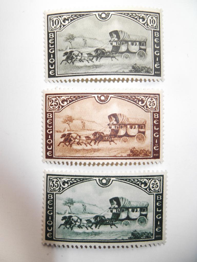 407-409 Postkoets - Malle-poste MNH, Ophalen of Verzenden, Postfris, Orginele gom