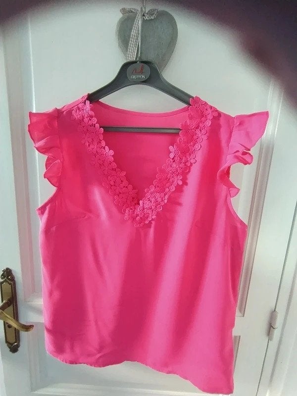 Shein : roze topje polyester blouse , maat L, Kleding | Dames, Topjes, Maat 42/44 (L), Ophalen of Verzenden, Zo goed als nieuw