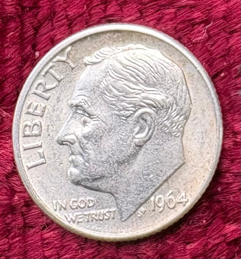 Pièce d'argent américaine Dime Roosevelt 1964, Timbres & Monnaies, Monnaies | Amérique, Enlèvement ou Envoi, Argent