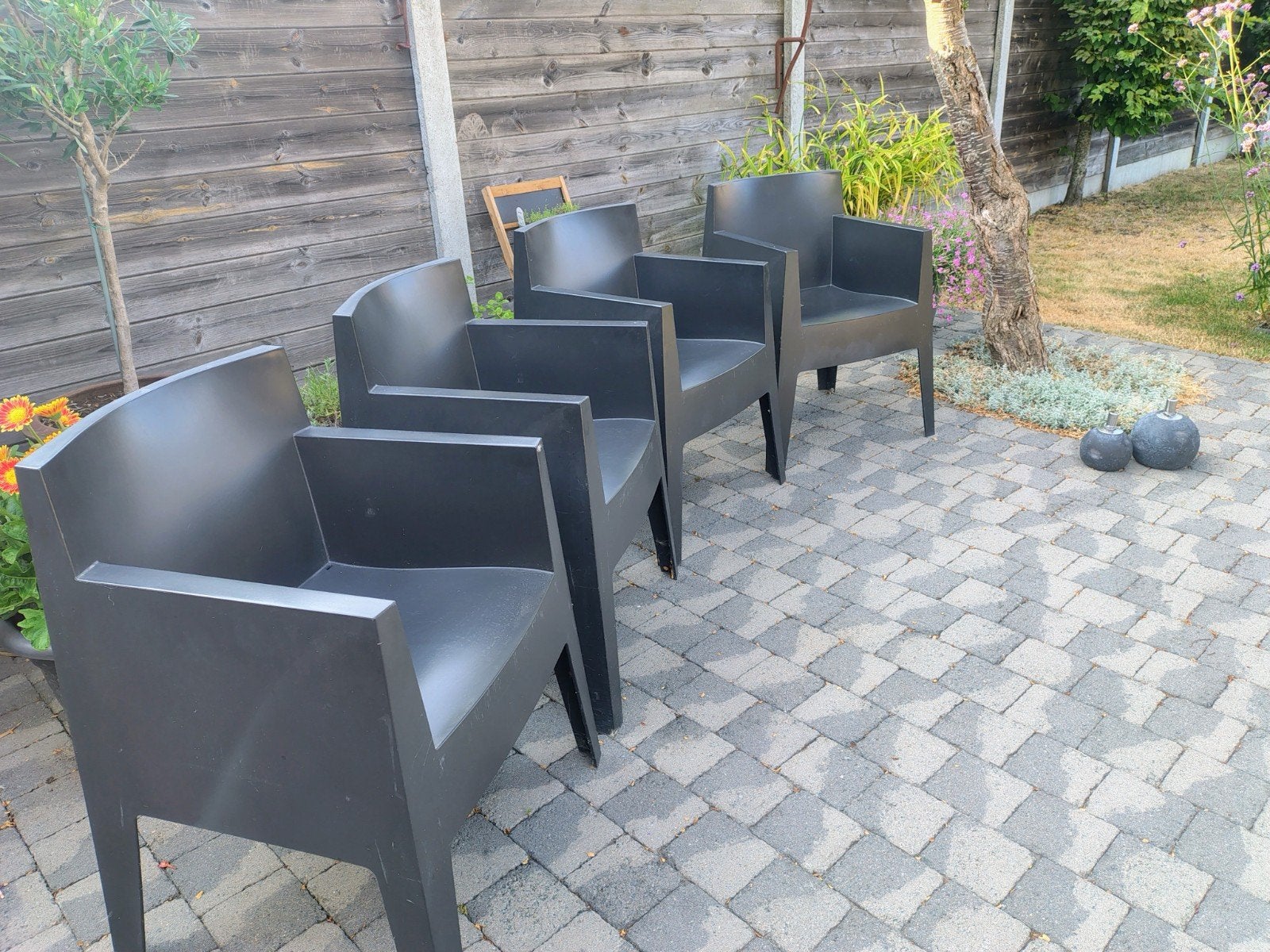 Driade Toy stoel by Philippe Starck 4 stuks, Tuin en Terras, Ophalen, Stapelbaar
