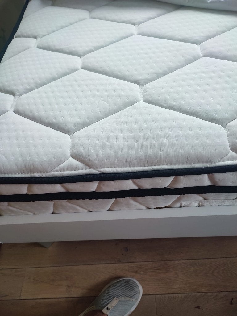Bed / lattenbodem / matras, Huis en Inrichting, Slaapkamer | Bedden, Ophalen, Verstelbaar, Wit, Zo goed als nieuw