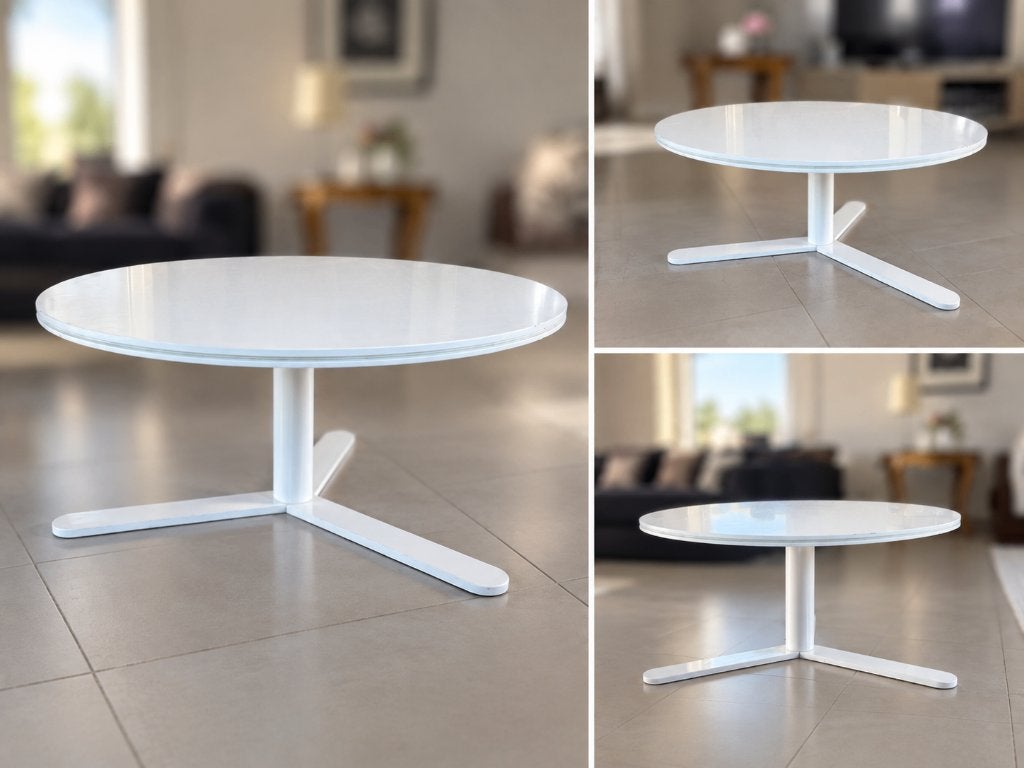 Ronde witte salontafel, Ophalen, 50 – 75, Gebruikt, Rond