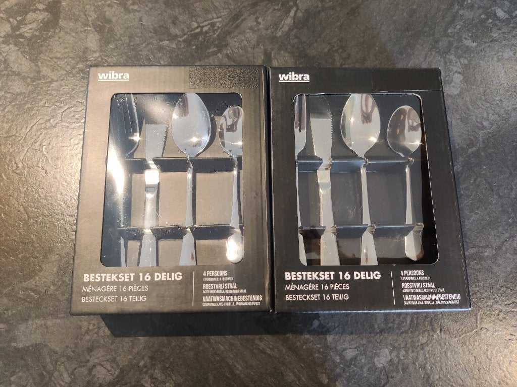 Lot de 2 couverts de 16 pièces, Enlèvement ou Envoi, Neuf, Inox ou Chrome, Set de couverts