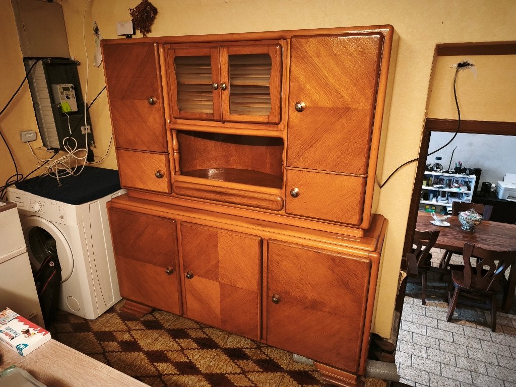 Grand Buffet / Vaisselier Vintage en Bois Style Années50/60, Maison & Meubles, Armoires | Buffets, 25 à 50 cm, Avec porte(s), Comme neuf