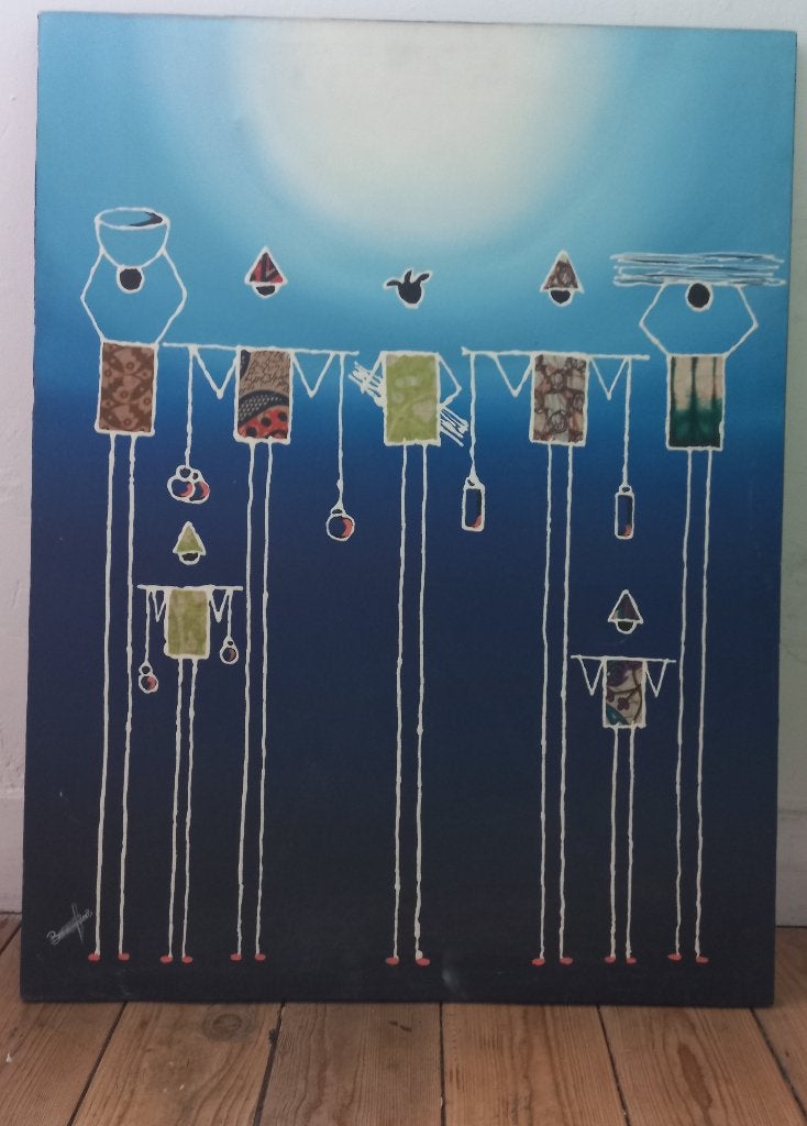 peinture africaine attrayante sur toile | BB Gambia 2023, Enlèvement ou Envoi, Signé