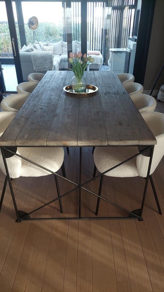 Tafel steigerhout met metalen frame, Huis en Inrichting, Tafels | Eettafels, Ophalen