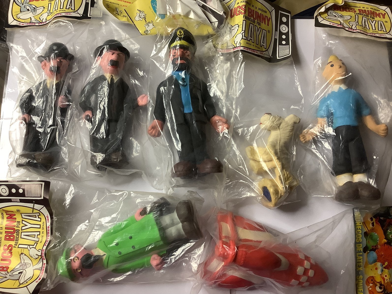 Vintage squicky toys kuifje, Collections, Personnages de BD, Enlèvement ou Envoi, Tintin, Utilisé, Statue ou Figurine